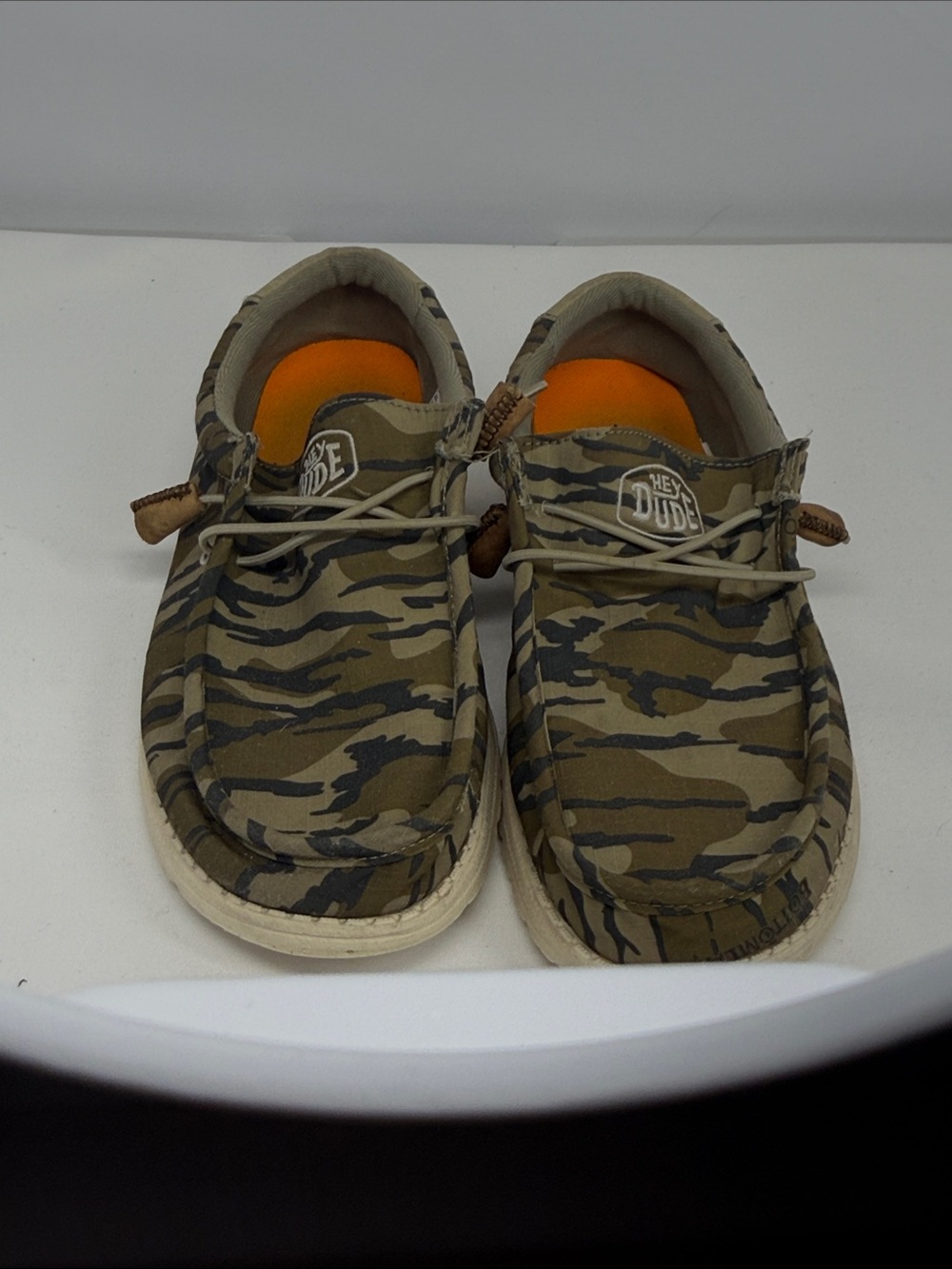 Hey Dude Kids Camo Slip-On Moccasins in Olive and Black